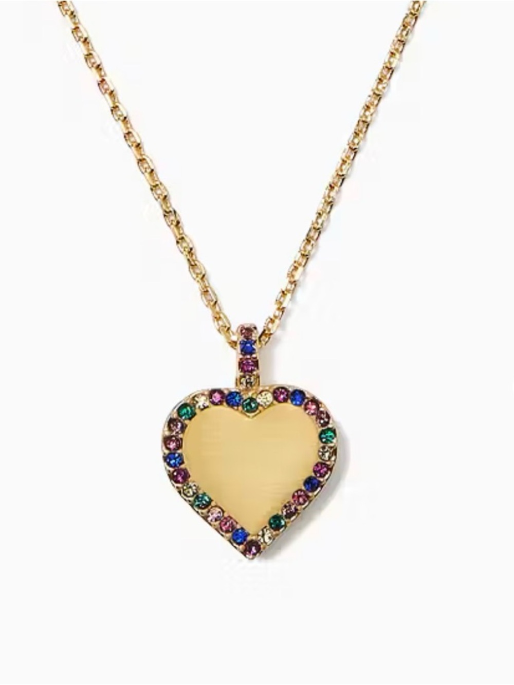 Kate Spade Necklace W/ Take Heart Pendant w/ Multicolored Zirconia Crystals NWT - Picture 3 of 3